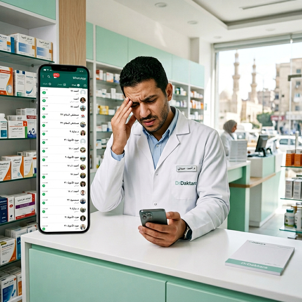 Frustrated pharmacist with too many messages